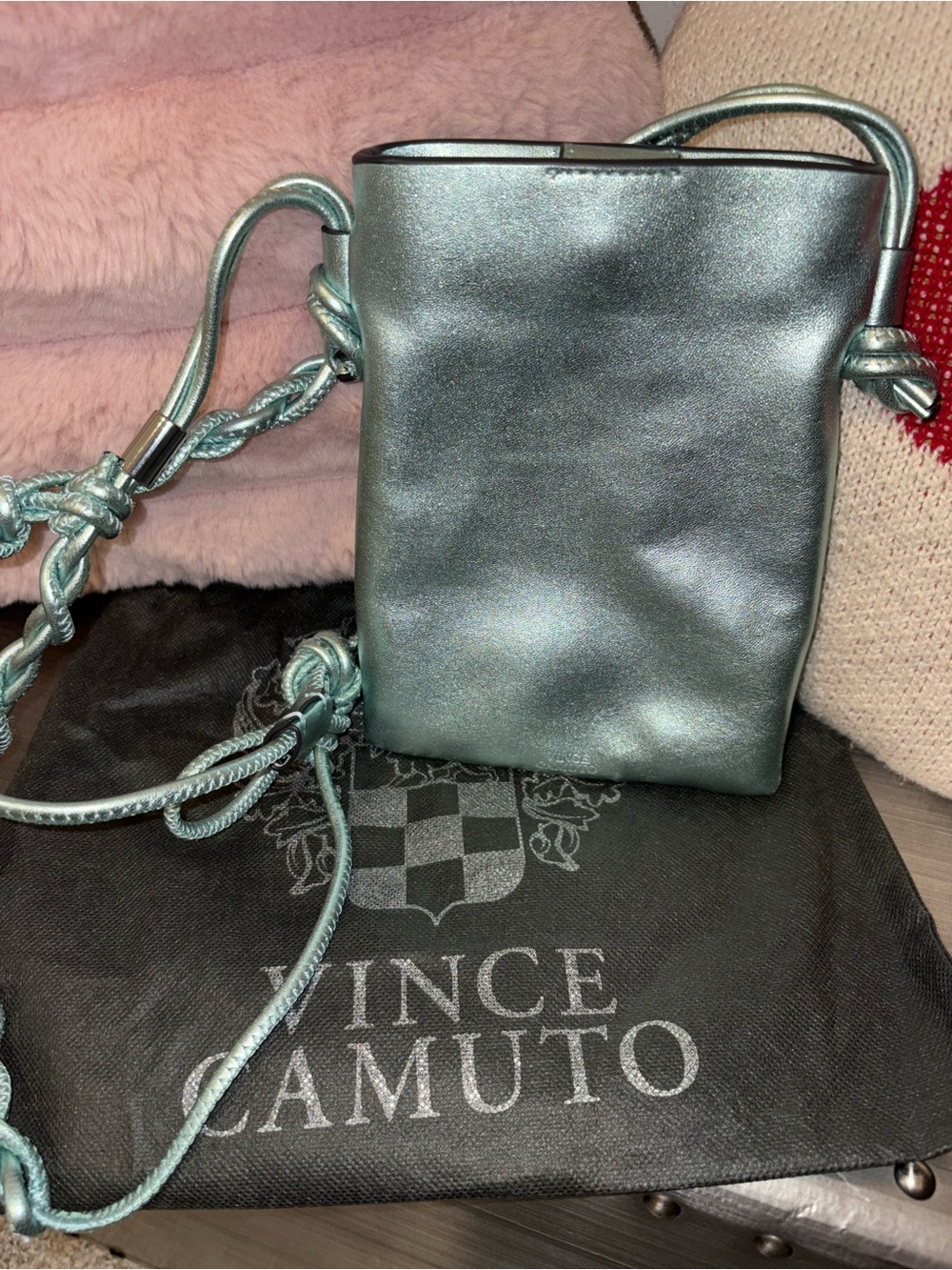 Vince Camuto Metallic Teal Crossbody Pouch